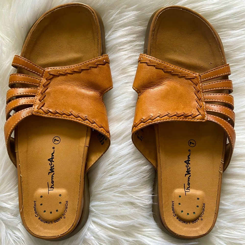 Thom McAn Women’s Leather Slide Sandals